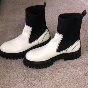Bershka B&W chunky sock boots